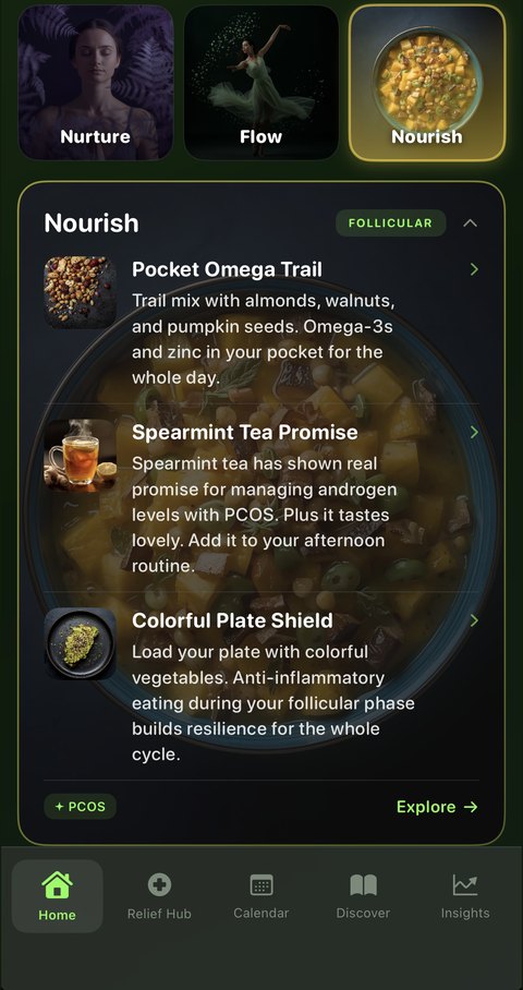 Nourish food tips matched to your cycle phase